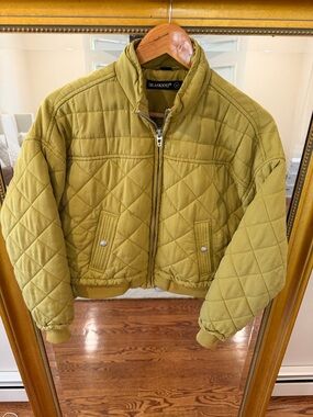 Quilted Bomber Jacket in Olive Green